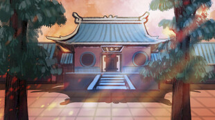 古雅中式庙宇景观