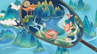 中式古风捕梦网艺术插画