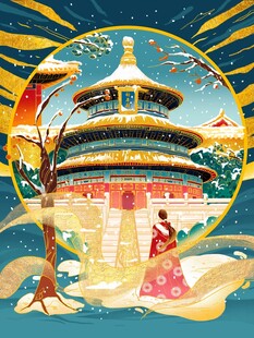 梦幻敦煌建筑与飞天形象