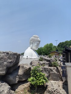 山间观音石像宁静庄严