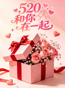 520浪漫礼盒与鲜花相伴