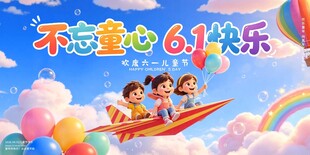 六一儿童节欢乐飞行场景