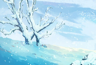 冬日雪景中的孤树