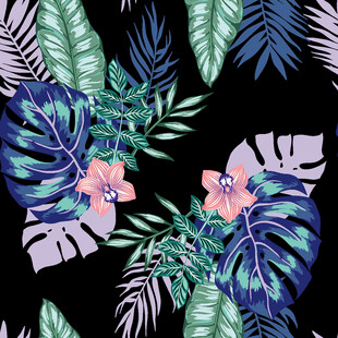 热带花卉与植物图案