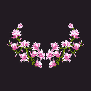 粉色花朵组成的弧形图案