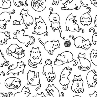 可爱猫咪无缝图案设计