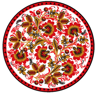 传统花卉圆形装饰图案