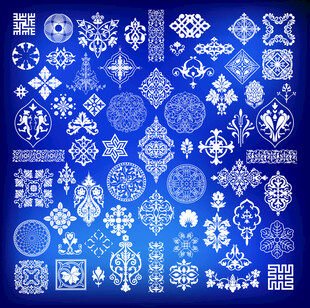 蓝色雪花圣诞装饰图案集