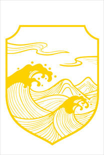 海浪山峦盾牌图案设计