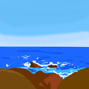 海边礁石与蓝色海洋景观