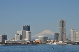 城市与富士山美景