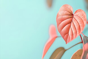 粉色心形叶片植物特写