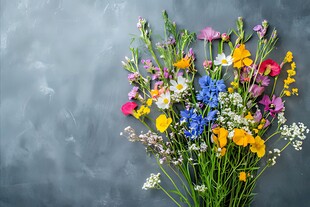 多彩野花束绽放自然之美