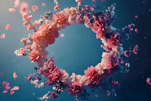 梦幻花朵环形艺术画面