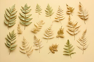 多样形态的干蕨类叶片展示