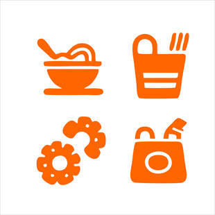 橙色生活用品图标集