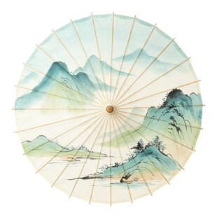 古风山水油纸伞
