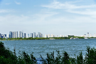 湖畔城市风光