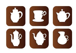复古风格茶具图标集合