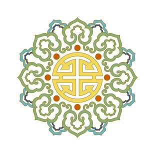 中式传统圆形花纹图案