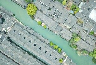 江南水乡古建筑俯瞰图
