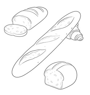 面包线条手绘卡通图