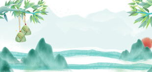 水墨山水风景端午节背景