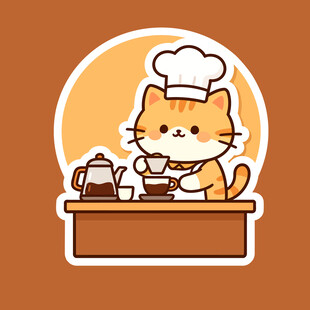厨师小猫在烹饪