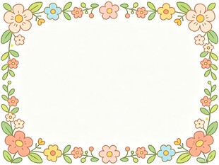 小花朵叶子矢量插画边框