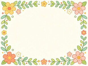 小清新花朵树叶矢量插画边框