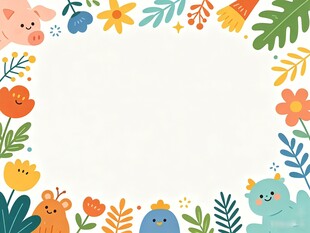 小清新花朵树叶矢量插画边框