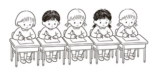 认真写字的小朋友