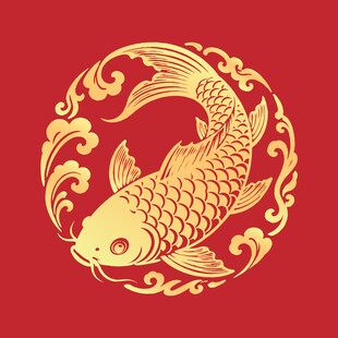 中式金鲤鱼吉祥图案