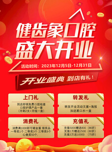 健齿象口腔盛大开业海报