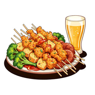 美味烤串配啤酒
