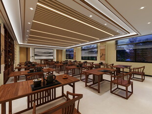 中式典雅餐厅室内景致