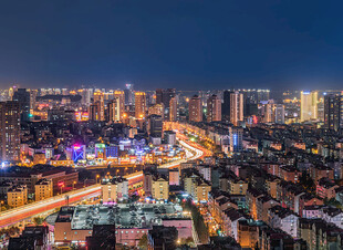 城市璀璨夜景俯瞰图