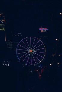夜晚璀璨摩天轮夜景