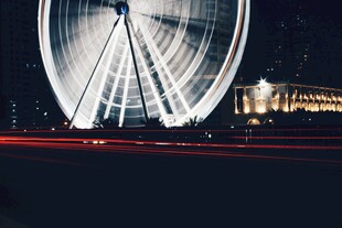 夜晚璀璨摩天轮夜景