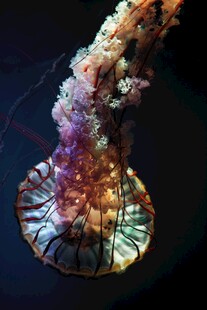 梦幻彩色水母绽放瞬间