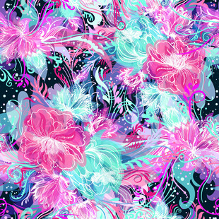 梦幻绚丽花卉图案