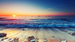 海边绝美日落海景图
