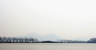 冬日湖岸雪景