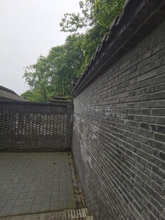 古砖墙庭院静谧中式景致
