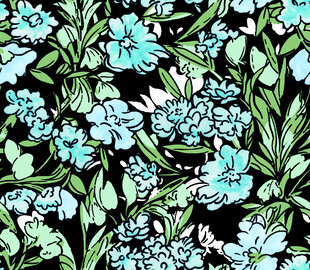 蓝花绿叶图案