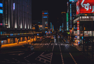 繁华都市夜景街头景象