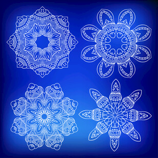 蓝色精美雪花图案设计