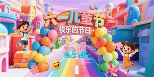 儿童节背景六一海报装饰创意展板