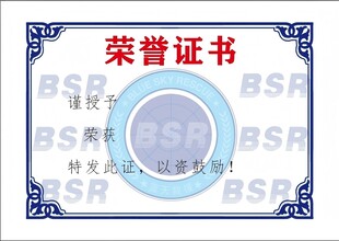 蓝天荣誉证书内页