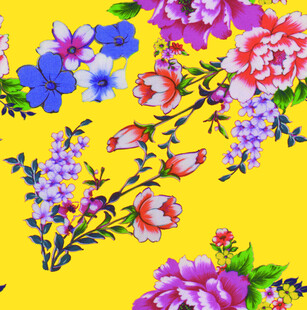 黄色底花卉图案精美印花